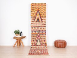 Moroccan Runner Rug 2x10 Ft, Vintage Berber Runner, Handwoven Wool Rug, Tribal Bohemian Hallway 69x290 cm - thumbnail 1