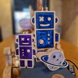 Large Robot Led Night Light For Kids' Bedroom - Decorative Blue & Orange Lamp Children's Room Decor - thumbnail 2