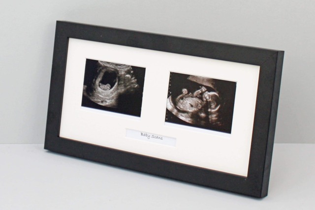 Baby Scan Photo Frame - Multi Aperture For Two Sized Photos & Text Box. Handmade. Shower Gift - Pregnancy Announcement - image 1