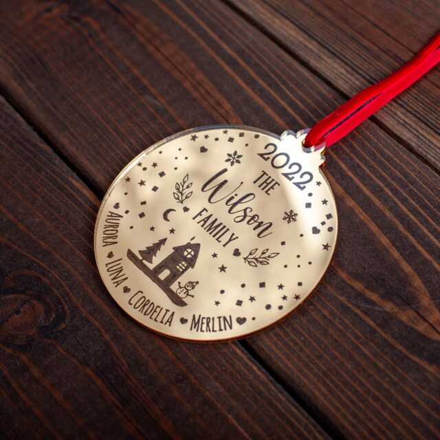 Personalised Family Christmas Bauble - Engraved Snowglobe-Inspired Ornament - image 1