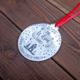 Personalised Family Christmas Bauble - Engraved Snowglobe-Inspired Ornament - thumbnail 4