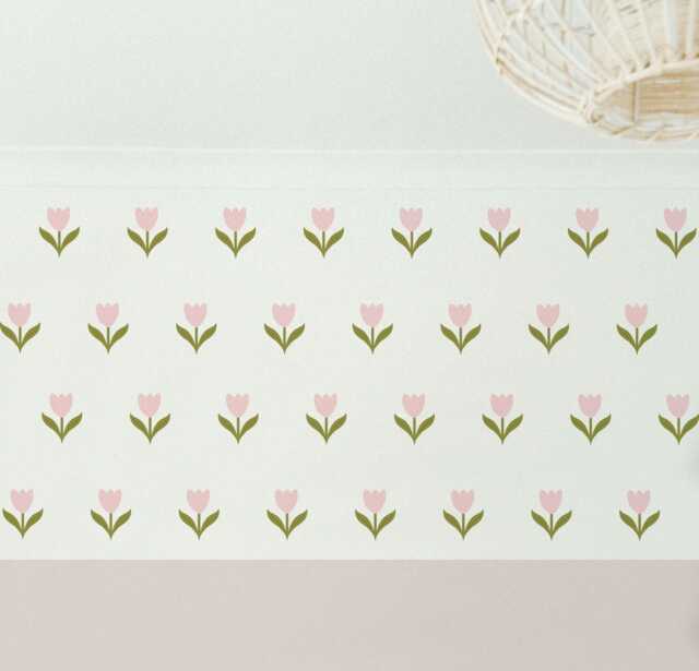 36 Pink Tulip Fabric Wall Stickers Removable Nursery Decor - image 1