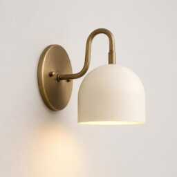 Handmade Brass Dome Wall Sconce, Mid Century Modern Bedside Lamp, Minimalist Lighting Fixture - thumbnail 1