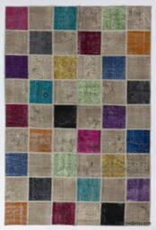 Multicolor Handmade Turkish Patchwork Rug, Square Shaped