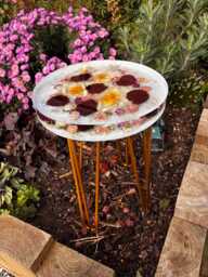 Flower Preservation Resin Coffee Table/Floral Side Wedding Presevation Bouquet - thumbnail 1