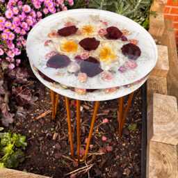 Flower Preservation Resin Coffee Table/Floral Side Wedding Presevation Bouquet - thumbnail 3