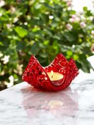 Handmade Red Glass Tealight Candle Holder - thumbnail 1