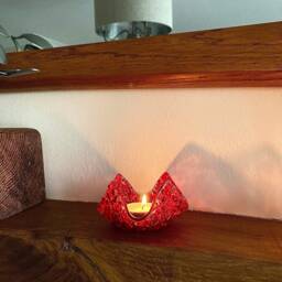 Handmade Red Glass Tealight Candle Holder - thumbnail 3