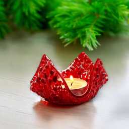 Handmade Red Glass Tealight Candle Holder - thumbnail 4