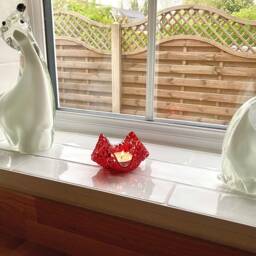 Handmade Red Glass Tealight Candle Holder - thumbnail 2