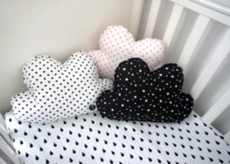 Black & White Cloud Pillow, Polka Dot Nursery Cushion, Scandinavian Kids Decor, Baby Shower Gift