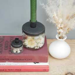 Chic Antique/ Candlestick With Holder Coal Large/ Dried Flowers in Jar - Rustic Home - thumbnail 2