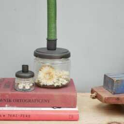 Chic Antique/ Candlestick With Holder Coal Large/ Dried Flowers in Jar - Rustic Home - thumbnail 3