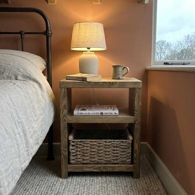 Rustic Solid Wood Bedside Table - image 1