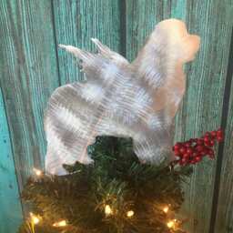 Newfoundland, Angel Dog Christmas Tree Topper, Holiday Decoration, Aluminum, Wall Hanging, Yard Stake, Silver, Metal, Lover Gift, Newfie - thumbnail 4