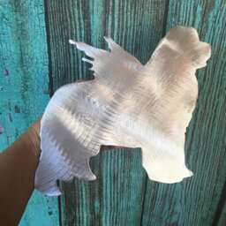 Newfoundland, Angel Dog Christmas Tree Topper, Holiday Decoration, Aluminum, Wall Hanging, Yard Stake, Silver, Metal, Lover Gift, Newfie - thumbnail 3