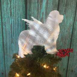 Newfoundland, Angel Dog Christmas Tree Topper, Holiday Decoration, Aluminum, Wall Hanging, Yard Stake, Silver, Metal, Lover Gift, Newfie