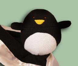 Handmade Penguin Security Blanket Baby Lovey With Satin - Customizable - thumbnail 1