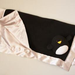 Handmade Penguin Security Blanket Baby Lovey With Satin - Customizable - thumbnail 3
