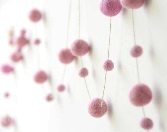Felt Ball Garland Pink. Pink Wedding Decor. Party Decorations.kids Room Nursery Decor.pink Garland. Pastel - image 1