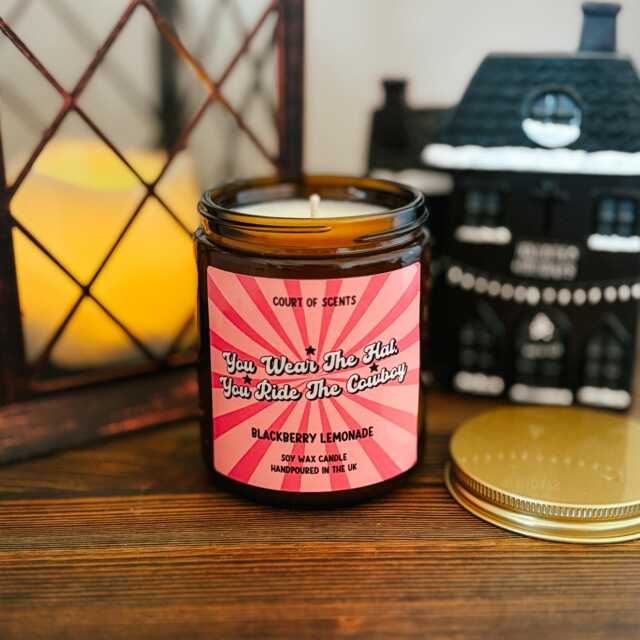 Blackberry Lemonade Soy Candle Cowboy Romance Inspired, 8Oz Amber Jar - image 1