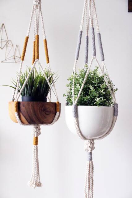 Macrame Plant Hanger, Hanging Planter, Color Block, Holderno Tariffs/Fees To Usa - image 1