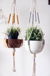 Macrame Plant Hanger, Hanging Planter, Color Block, Holderno Tariffs/Fees To Usa