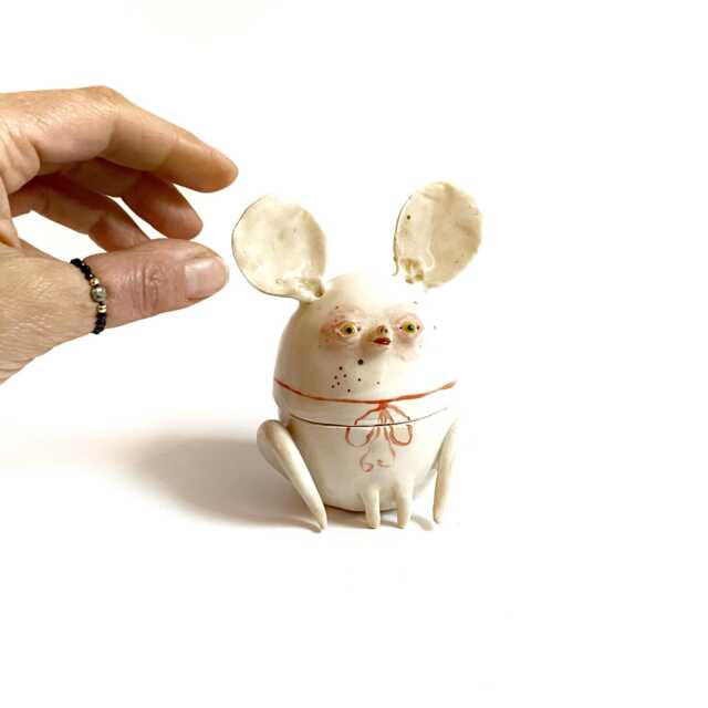 Ceramic Mouse Box, Mouse Lover Gift, Wedding Office Decor, Jewelry Storage, Baby Shower Ooak Home Bedroom Decor - image 1