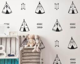 Teepee Wall Decals - Nursery Decals, Tribal Geometric Vinyl Arrow Cute Stickers - thumbnail 1
