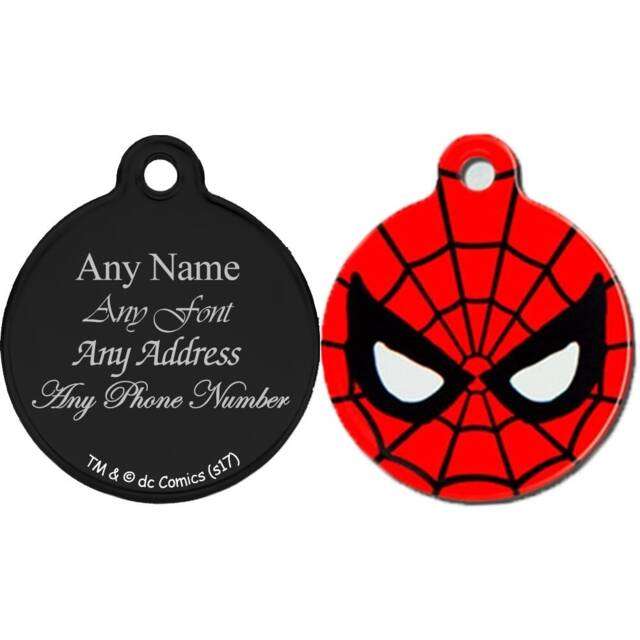 Personalised Engraved Superhero Pet Tag, Measures To 25mm, Spiderman, Perfect For Any