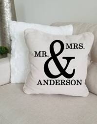 Personalized Mr & Mrs Throw Pillow Cover, Wedding Gift - thumbnail 1