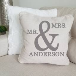 Personalized Mr & Mrs Throw Pillow Cover, Wedding Gift - thumbnail 2