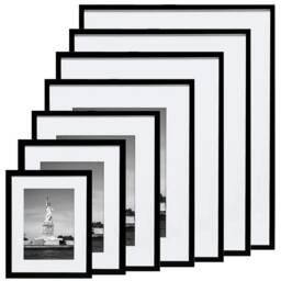 Thin Mat Picture Frame - Premium Black Photo Frame A4/A5 6 X 4 7 5 10 8 /8 Home Freestanding & Wall Mountable - thumbnail 3