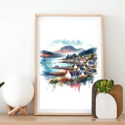 Portree Print Set - Of 3 Watercolour Posters - Isle Skye Travel Prints Scottish Islands Poster UK Wall Art Artwork Decor - thumbnail 2
