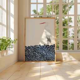 Snowy Egret Art Print, Minimalist Heron Coastal Bird Poster, Modern Wall Art, Nautical Wildlife Decor, Scandinavian Decor - thumbnail 3