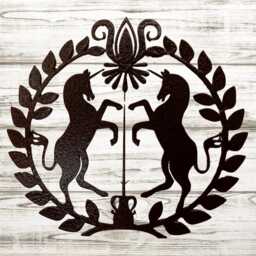 Pennsylvania Dutch Unicorn Hex Sign-Barn-Folk Art-Wall Sign-Home Decor-Metal Art-Home Decor-Rustic-Farmhouse - thumbnail 2
