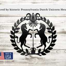 Pennsylvania Dutch Unicorn Hex Sign-Barn-Folk Art-Wall Sign-Home Decor-Metal Art-Home Decor-Rustic-Farmhouse - thumbnail 3