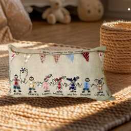 Personalised Family Cushion With 7 Custom Names , Handmade Linen Home Decor, Gift For Mum, Nanna Or Grandma - thumbnail 2