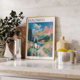 Dolomites Travel Poster Italian Alps Wall Art - thumbnail 2