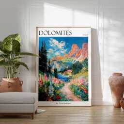 Dolomites Travel Poster Italian Alps Wall Art - thumbnail 3