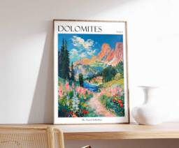 Dolomites Travel Poster Italian Alps Wall Art - thumbnail 1