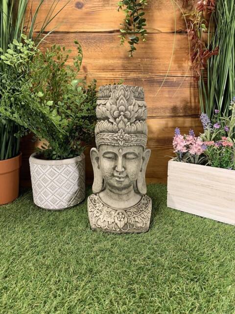 Stone Garden Zen Buddha Candle Holder Plant Pot Statue Ornament - image 1