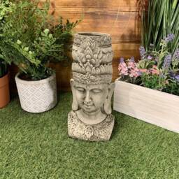 Stone Garden Zen Buddha Candle Holder Plant Pot Statue Ornament - thumbnail 3