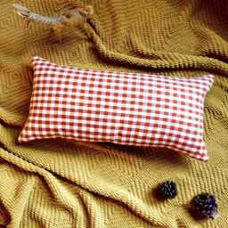 Handwoven Gingham Lumbar Pillow Bohemian Pom Accent - thumbnail 3