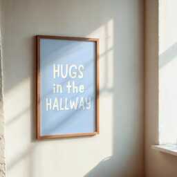 Hugs in The Hallway Print - Light Blue Welcome Sign, Prints, Wall Art, Cosy For Entryway - thumbnail 3