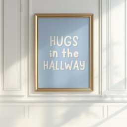Hugs in The Hallway Print - Light Blue Welcome Sign, Prints, Wall Art, Cosy For Entryway - thumbnail 2
