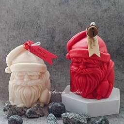Handmade Santa Clause Candle Soy & Bee Wax Christmas Decor - thumbnail 2