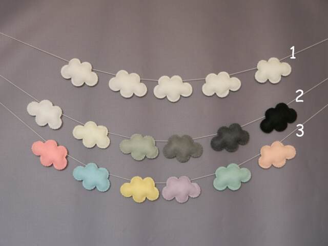 Custom Felt Cloud Garland Nursery Decor Wall Decor Bunting Baby Shower Gift Baby Boy Nursery Girl - image 1