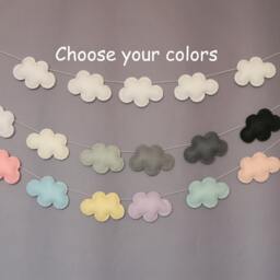 Custom Felt Cloud Garland Nursery Decor Wall Decor Bunting Baby Shower Gift Baby Boy Nursery Girl - thumbnail 2