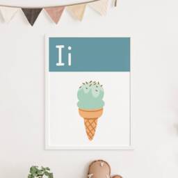 Alphabet Print - I Is For Ice Cream Scandi Nursery Decor - thumbnail 3